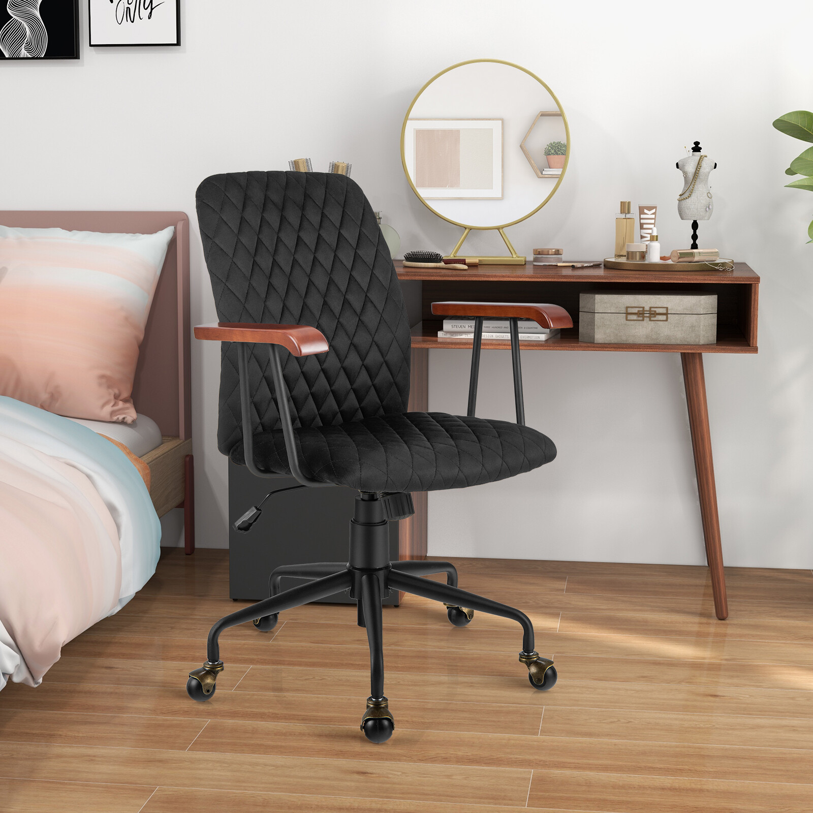 Immagine prodotto - Dettaglio braccioli in legno e ruote